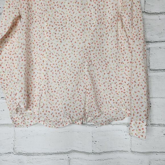 Lauren Conrad Semi Sheer Long Sleeve Button Up Collared Blouse Floral Medium - Picture 11 of 13